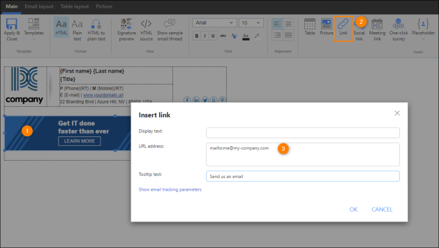 Adding a mailto link to an image.