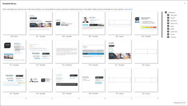 All default templates available in the Signature template library are adjusted for both desktop and mobile email clients.
