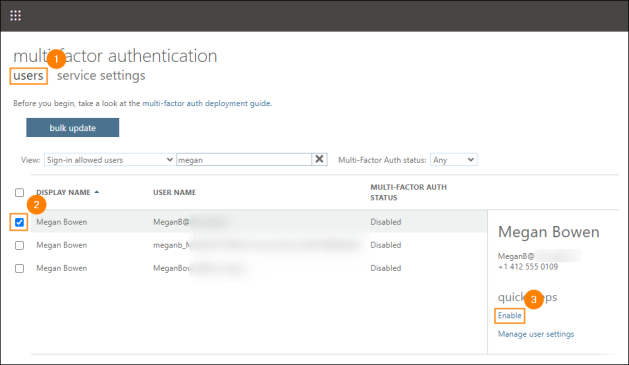 Enabling multi-factor authentication for an admin account used in CodeTwo software.