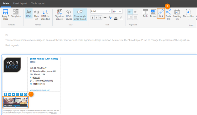 Adding a hyperlink to an image.