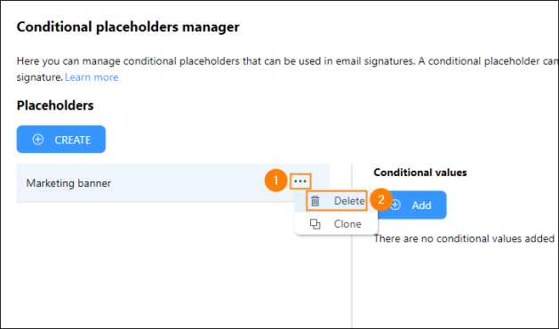 Deleting a conditional placeholder.