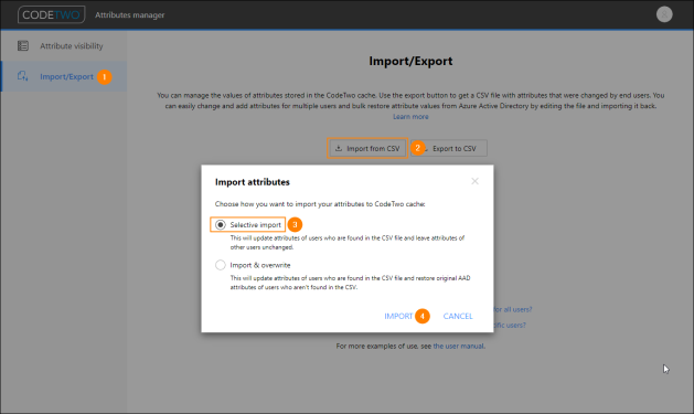 Importing attributes to the CodeTwo cache.