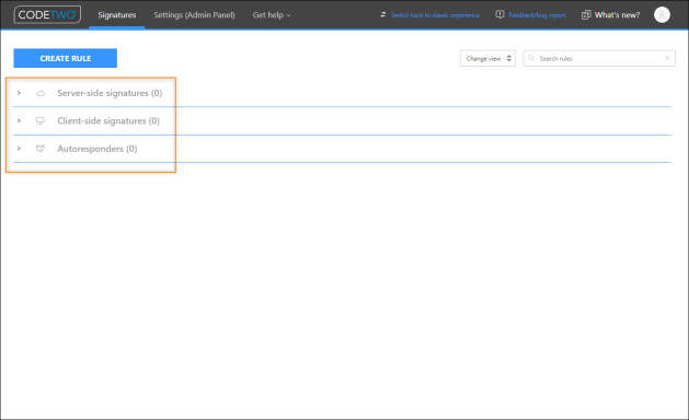 Signature rules are not displayed in the web-based signature management app.