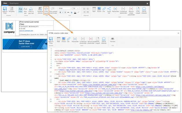 You can edit the source code of your HTML template.
