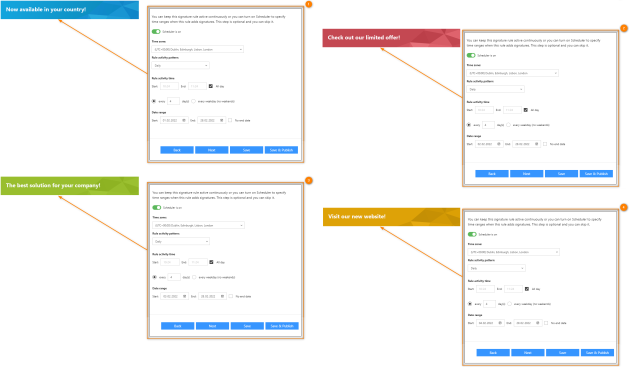 Scheduler configuration for banners used in the marketing campaign.