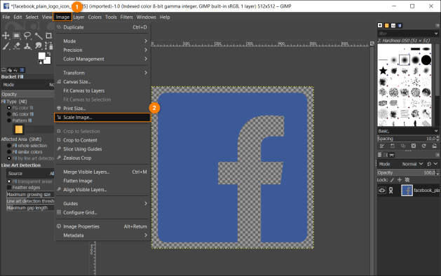 Resizing an image in Gimp.