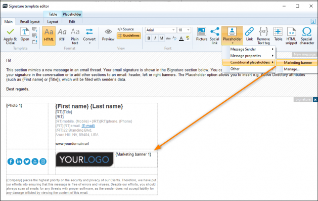 Editor - inserting conditional placeholder