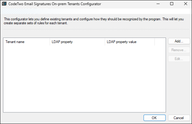The Tenants configurator.