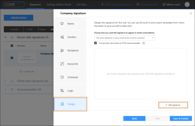 Opening the template editor.