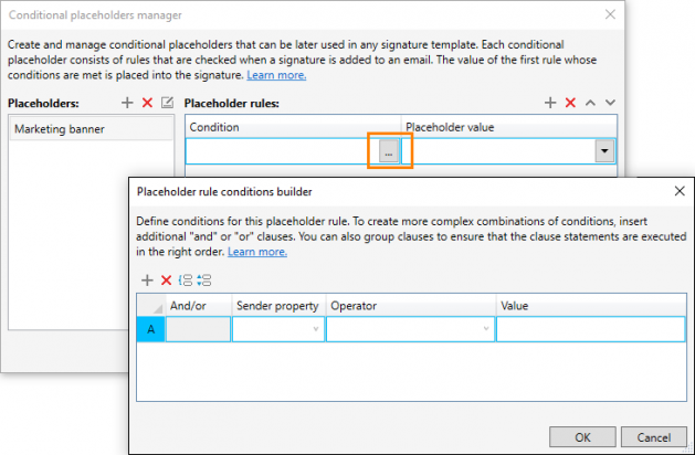 Editor - Placeholder rule conditions builder