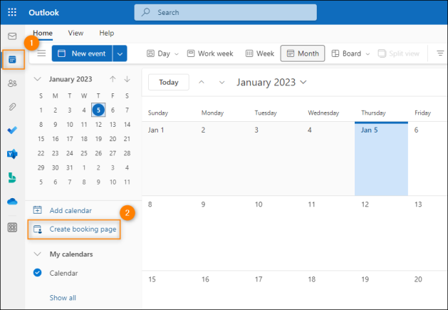 Accessing the Bookings with me dashboard.