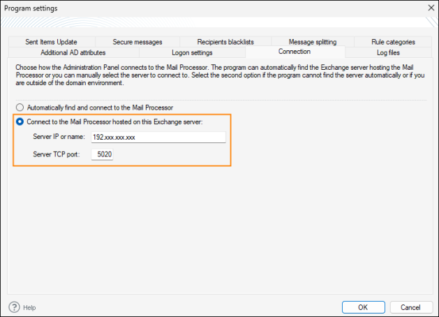 Setting up the manual type of connection.