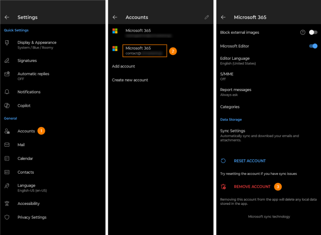 Removing a secondary email account from Outlook for Android.