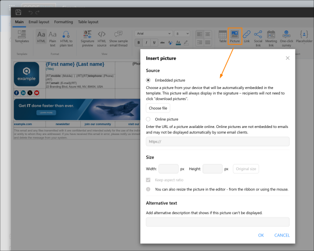 Picture configuration options.