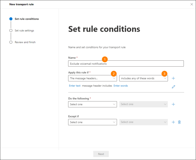 Defining the rule condition.