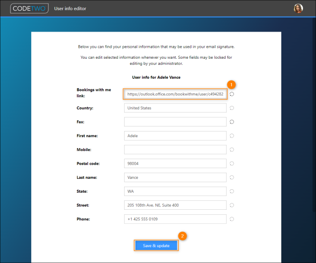 Pasting the booking page link as the value of the custom attribute.