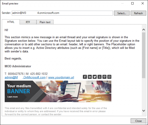 Editor - email preview