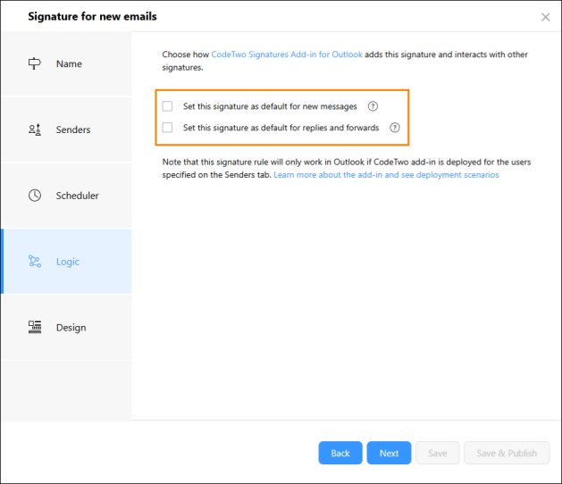 Leave these options unselected.