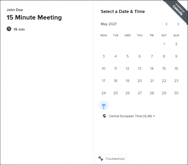 Calendly scheduling page