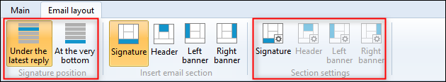 Editor Email layout - position and settings