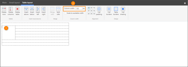 Adjusting the width of the selected table column.