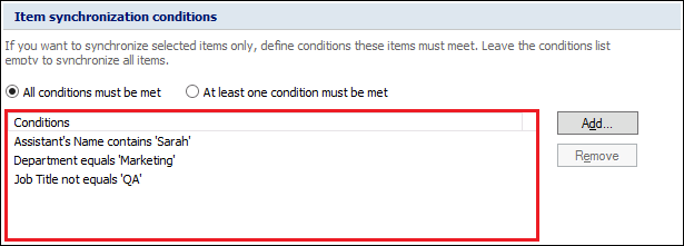 ES - List of active conditions.