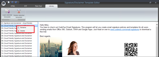 Email Signatures - Edit template.