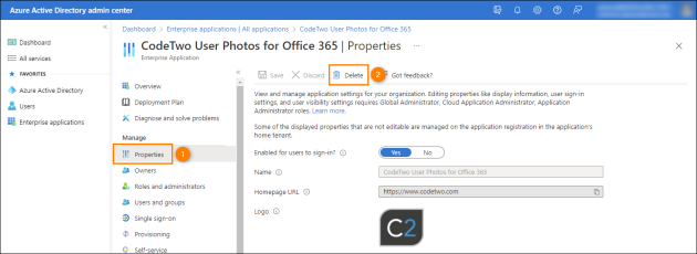 Removing the application from Azure AD.