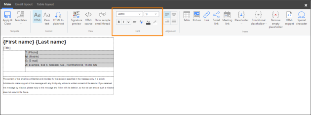 Here are all the tools that will let you change the formatting of text in your template.