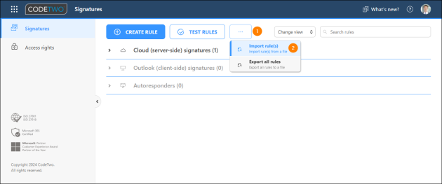 Importing rules in CodeTwo Email Signatures 365.