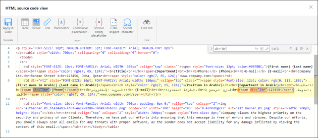 Preventing numeric values in a section from being displayed in the incorrect direction.