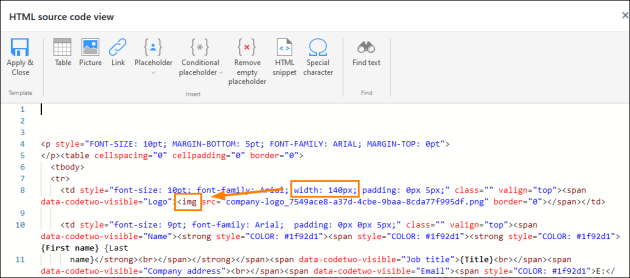 A fixed width property is used for a <td> element that contains an image only.