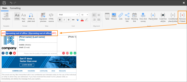 Adding RT tags to prevent the OoO note from appearing in signatures if the custom attribute is not filled in.