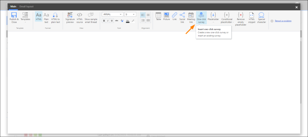 Inserting a one-click survey.