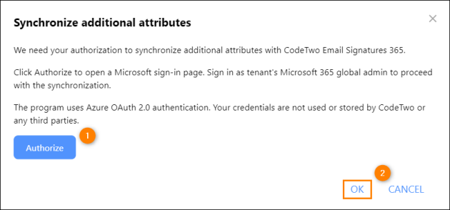 Starting the synchronization of additional attributes with CodeTwo.