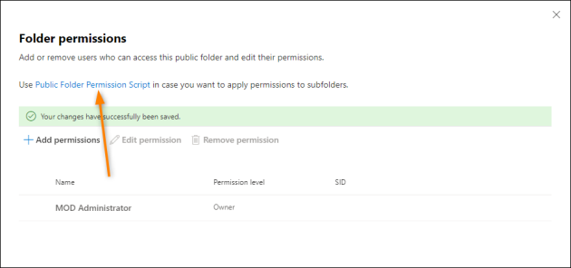 Accessing the Public Folder Permission Script.