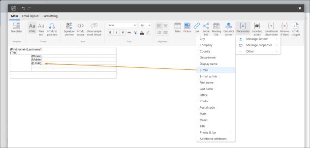 Adding placeholders to your signature template.