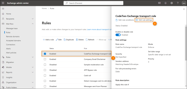 Accessing the rule settings to edit them.