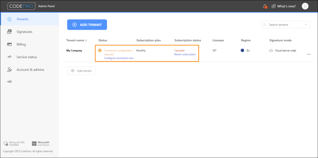 Notifications concerning a tenant that require your attention.