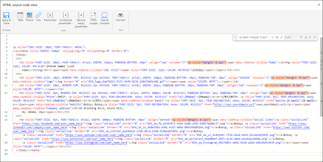 Inserting the code between each table cell opening tag and <span> tag.