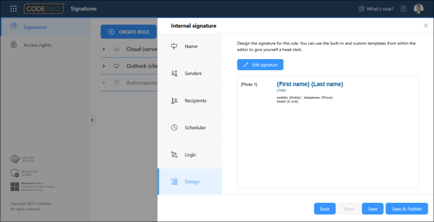 Setting up a signature template that will be added to emails sent within your organization.