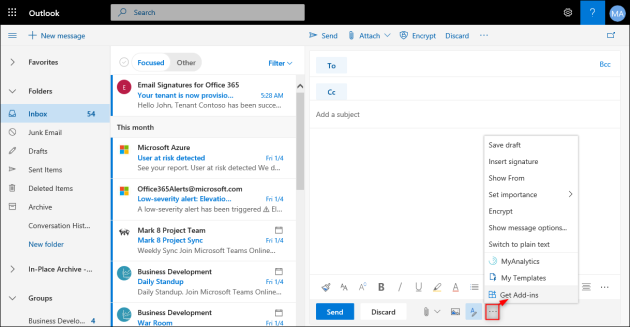 How to get add-ins in the new Outlook on the web.