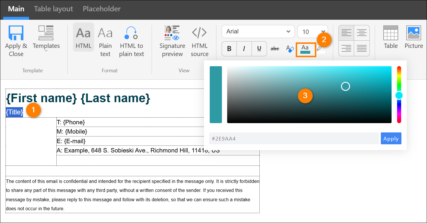 Changing the font color in the editor.