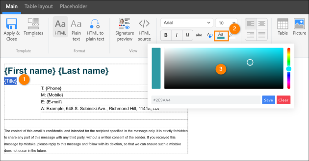 Changing the font color in the editor.