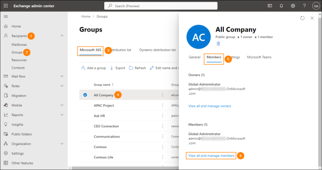 Opening the All Company group for adding members.