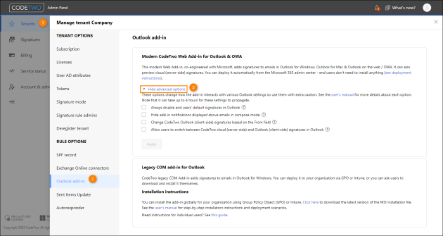 Get started - Deploy CodeTwo Signatures Add-in for Outlook - Modern Web ...