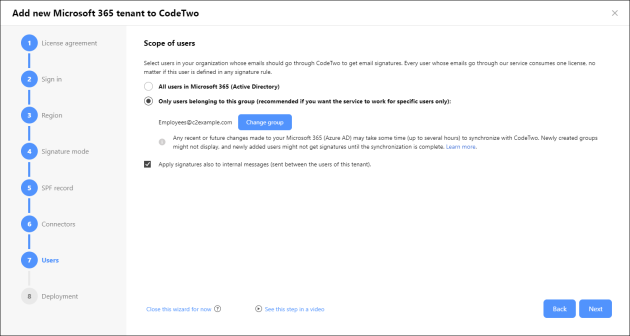 Configuring the scope of users.
