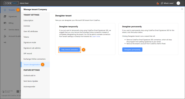 Temporarily removing the Exchange Online connectors from a Microsoft 365 tenant.