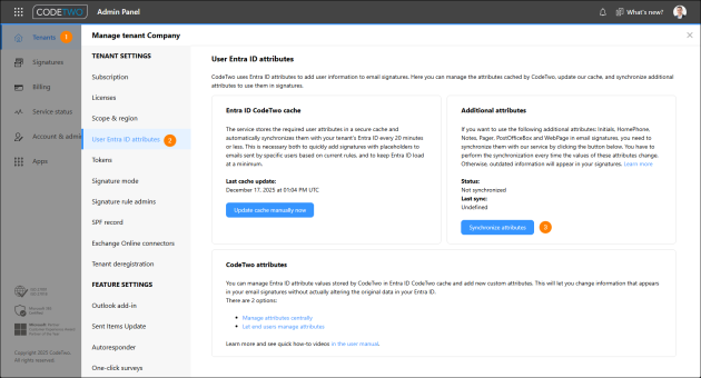 Starting the synchronization of additional attributes.
