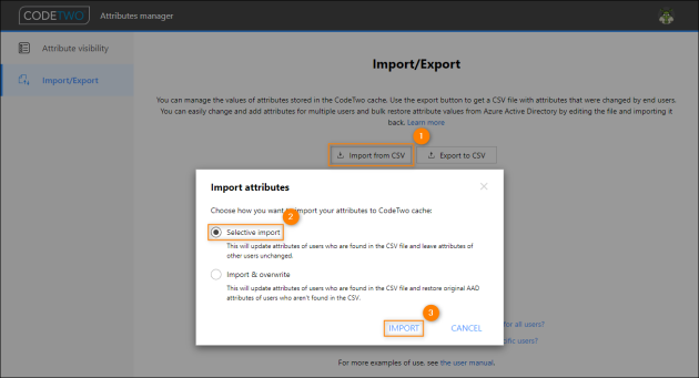 Importing the updated CSV file into the Attributes manager.